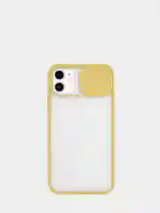 Желтый чехол iPhone 11 Pro Max с защитой камеры полупрозрачный