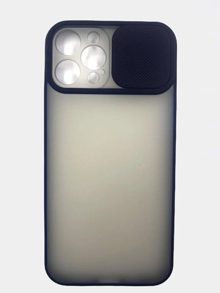 Темно-синий чехол iPhone 11 Pro Max с защитой камеры полупрозрачный
