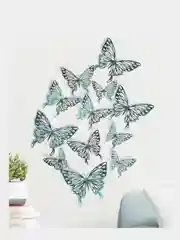 Тёмно-бирюзовый наклейка на стену в форме бабочки 3D, стикеры-бабочки, 12 штук