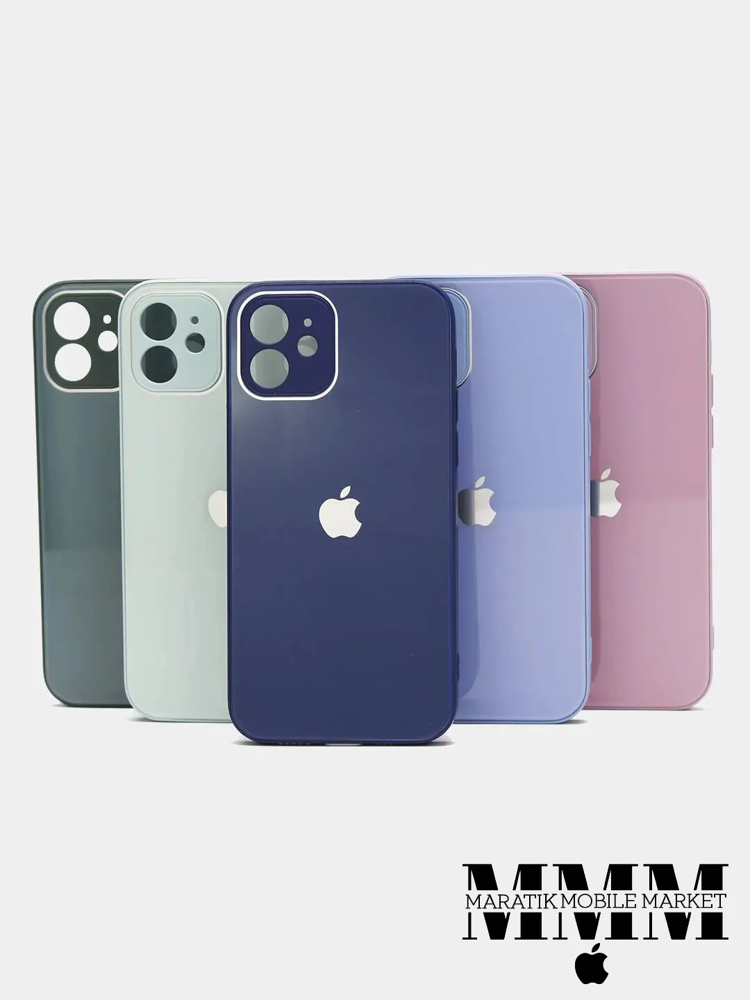 Чехол силиконовый со стеклянной панелью для iPhone 11, 12, 12 Pro, 13, 13 Pro Max