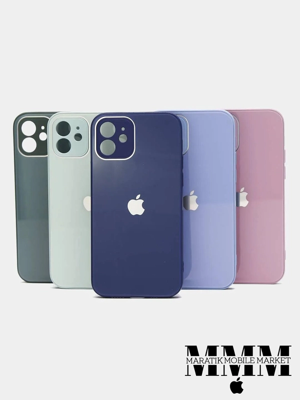 Чехол силиконовый со стеклянной панелью для iPhone 11, 12, 12 Pro, 13, 13 Pro Max