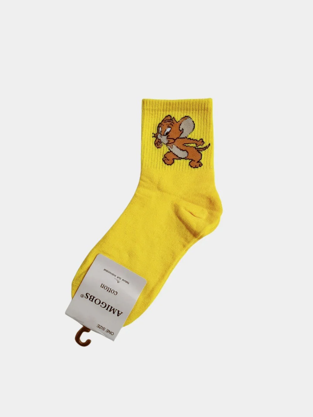 Желтый носки с принтом "Том и Джерри" (Tom & Jerry), длинные, высокие