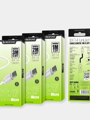 Кабель для зарядки и передачи данных BOROFONE BX14 LinkJet Micro-USB 1, 2, 3 метра