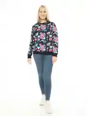 Темно-синий milena21 Свитшот женский "Роза" с начёсом, толстовка утеплённая