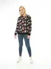 Черный milena21 Свитшот женский "Роза" с начёсом, толстовка утеплённая