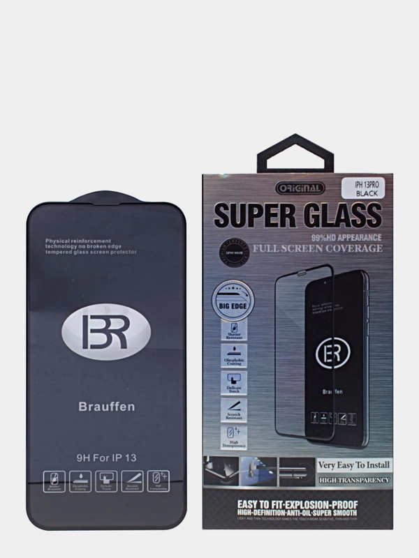 Защитное стекло iPhone 13/13 Pro (6.1) 6D черное 9H Premium Glass