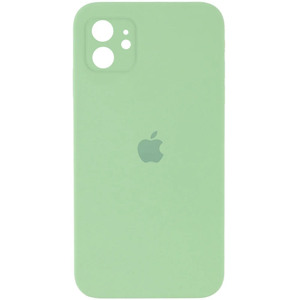 Лимонный чехол Silicone Case для Apple iPhone 12 с защитой камеры (закрытый низ)