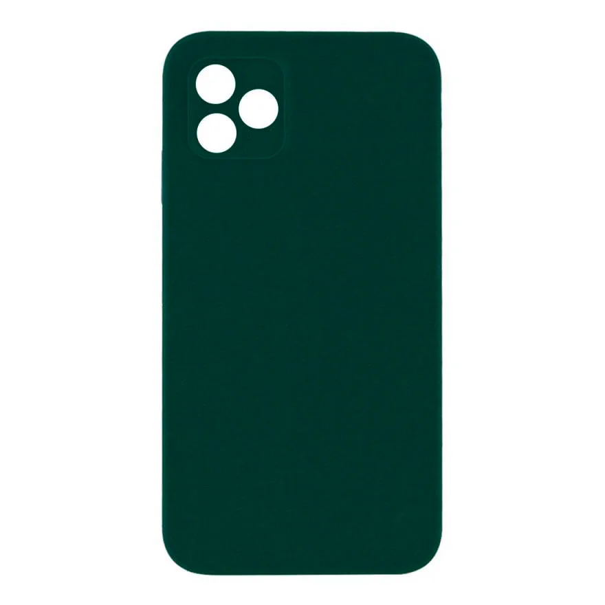 Тёмно-зелёный чехол Silicone Case для Apple iPhone 12 с защитой камеры (закрытый низ)