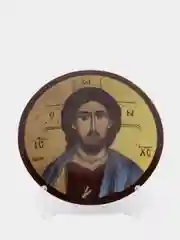 Белый тарелка декоративная Лики Святые подвесная с подставкой диаметр 13см