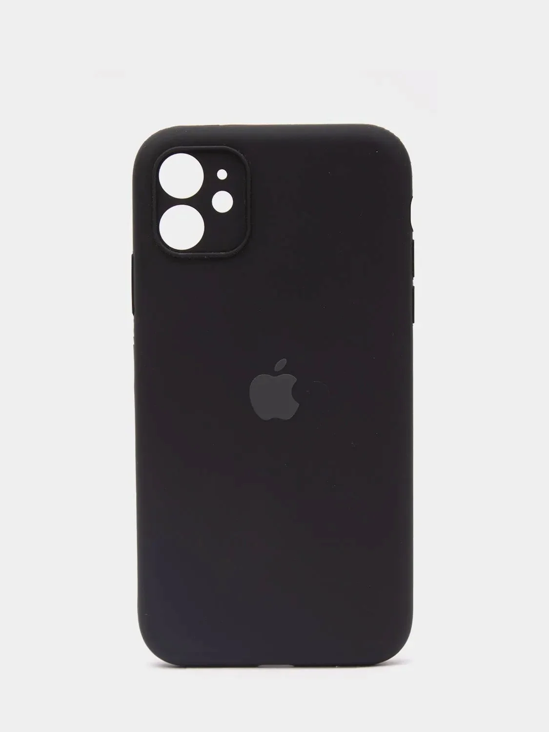 Черный чехол Silicone Case для Apple iPhone 12 с защитой камеры (закрытый низ)
