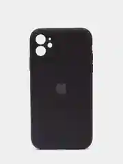 Черный чехол Silicone Case для Apple iPhone 12 с защитой камеры (закрытый низ)
