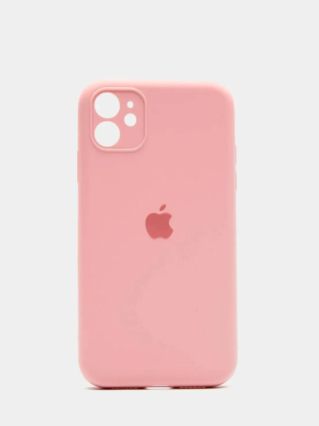 Розовый чехол Silicone Case для Apple iPhone 12 с защитой камеры (закрытый низ)