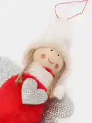 Красный новогодняя игрушка-подвеска "Ангелочек в шапке"