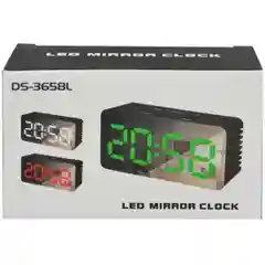 Часы зеркальные электронные настольные DS- 3658L зеленый/красный/белый свет