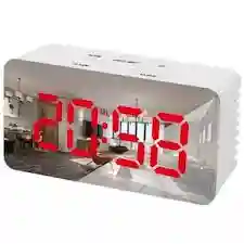 Белый часы зеркальные электронные настольные DS- 3658L зеленый/красный/белый свет