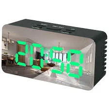 Белый часы зеркальные электронные настольные DS- 3658L зеленый/красный/белый свет