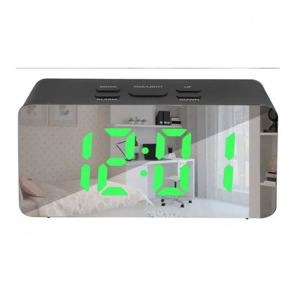 Белый часы зеркальные электронные настольные DS- 3658L зеленый/красный/белый свет