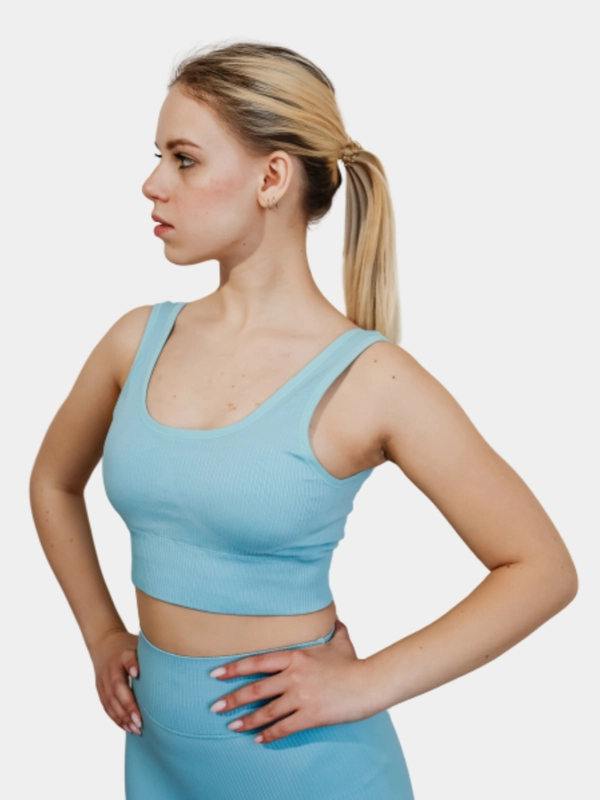 Женский бесшовный спортивный костюм для йоги и фитнеса. Топ и лосины