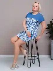 Розовый milena21 Туника "ADELINA ", домашнее платье, большие размеры
