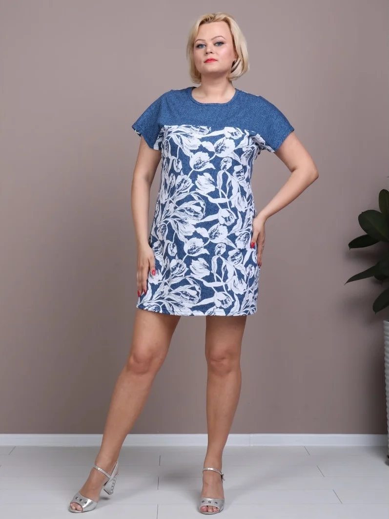 Розовый milena21 Туника "ADELINA ", домашнее платье, большие размеры