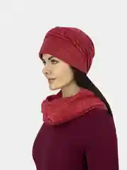 Бордовый комплект шапка и снуд из трикотажа, 2 цвета