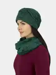 Зеленый комплект шапка и снуд из трикотажа, 2 цвета