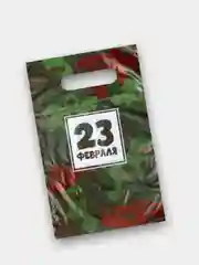 Бордовый пакет полиэтиленовый с вырубной ручкой,8 марта,23 февраля 20 х 30 см,3 или 5 штук в наборе