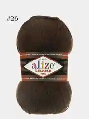 Тёмно-коричневый пряжа Alize, Lanagold Fine, 100 гр-390 м, акрил 51%- мериносовая шерсть 49%