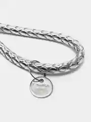 Серебряный плетеный брелок для ключей