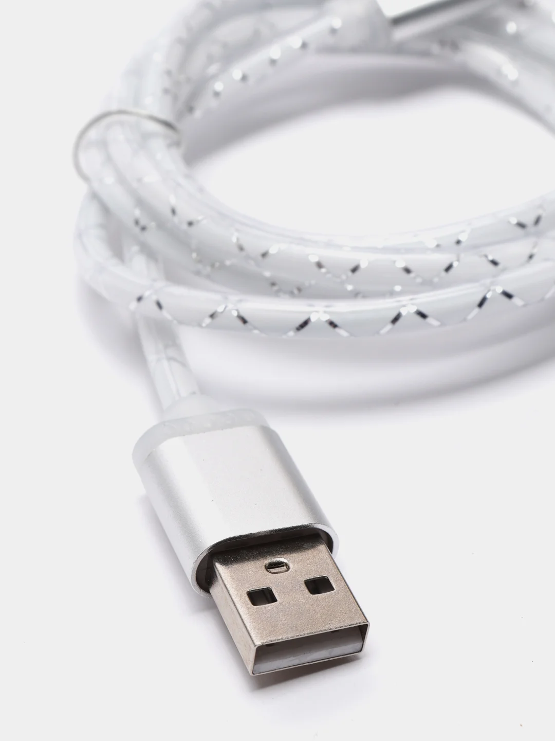 Серебряный светящийся провод микро usb