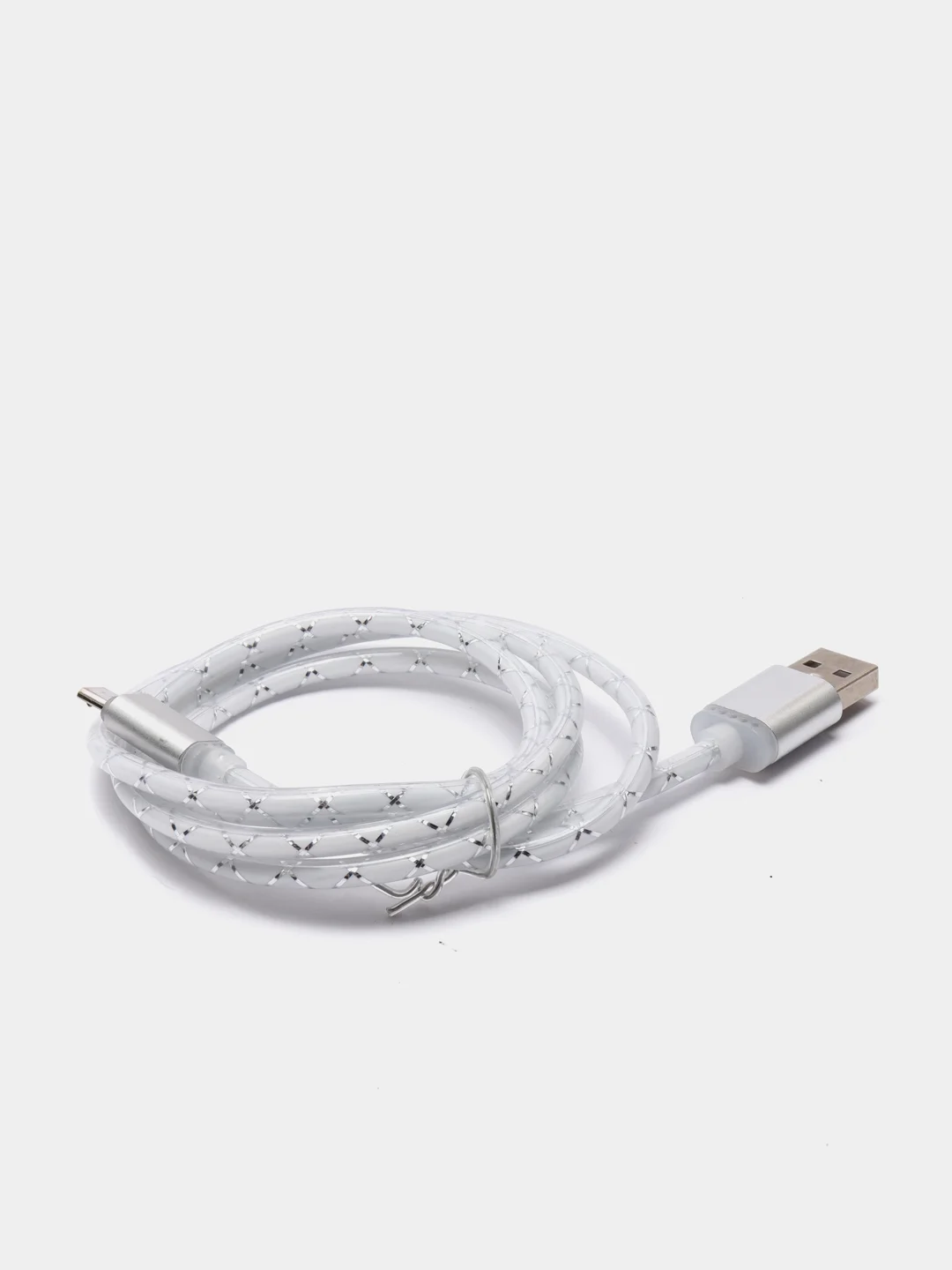 Серебряный светящийся провод микро usb