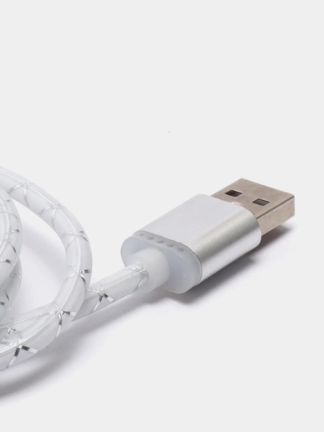 Серебряный светящийся провод микро usb