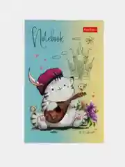 Мятный блокнот А7 48 листов на склейке Приключения кота Пирожка