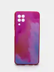 Красный чехол силиконовый с акварельным принтом и защитой камеры для Samsung Galaxy A22 4G