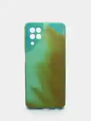 Зеленый чехол силиконовый с акварельным принтом и защитой камеры для Samsung Galaxy A22 4G