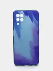 Синий чехол силиконовый с акварельным принтом и защитой камеры для Samsung Galaxy A22 4G