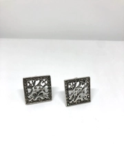 Серьги из серебра, в форме квадрата, с фианитами, 2*2 см