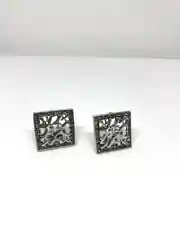 Серьги из серебра, в форме квадрата, с фианитами, 2*2 см