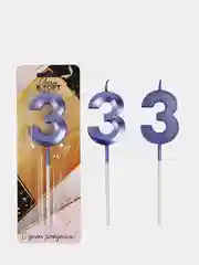 Голубой свеча в торт "6 разных цветов", цифра: 0, 1, 2, 3, 4, 5, 6, 7, 8, 9, 5х12 см