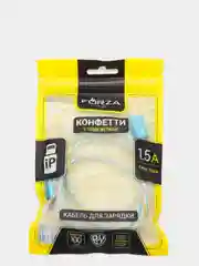 Бирюзовый кабель для зарядки iPhone, c подсветкой