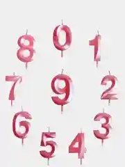 Розовый свеча в торт "6 разных цветов", цифра: 0, 1, 2, 3, 4, 5, 6, 7, 8, 9, 5х12 см