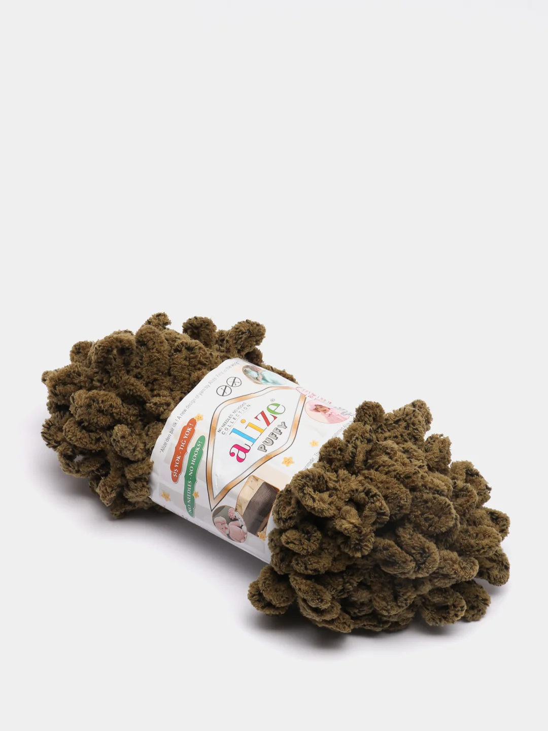 Хаки пряжа Alize Puffy петельки