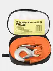 Трос буксировочный 2,5т, 3,5т, 5т, 6т, 7т, 10т, 12т в подарочной сумке, трос с крюками