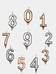 Свеча в торт "Золотая-серебряная", цифра: 0, 1, 2, 3, 4, 5, 6, 7, 8, 9, 7 х 6 см