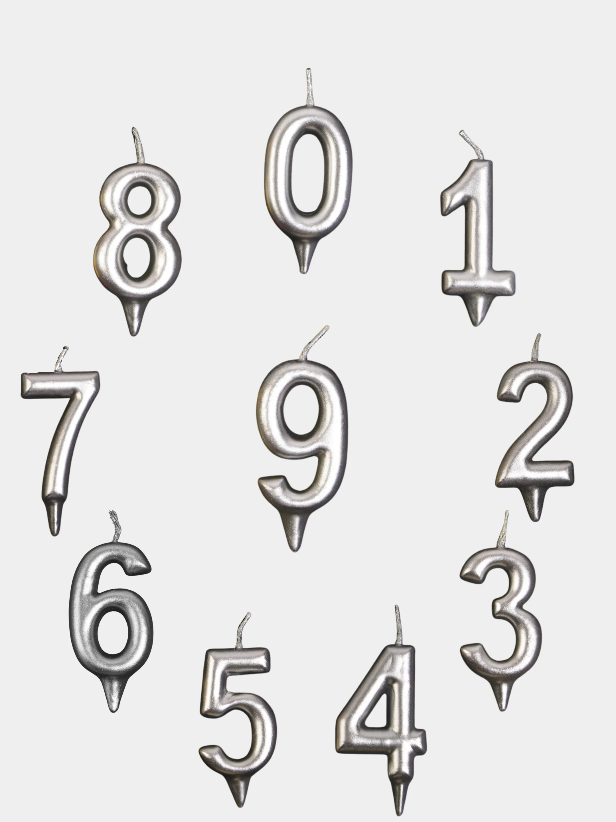 Серебряный свеча в торт "Золотая-серебряная", цифра: 0, 1, 2, 3, 4, 5, 6, 7, 8, 9, 7 х 6 см