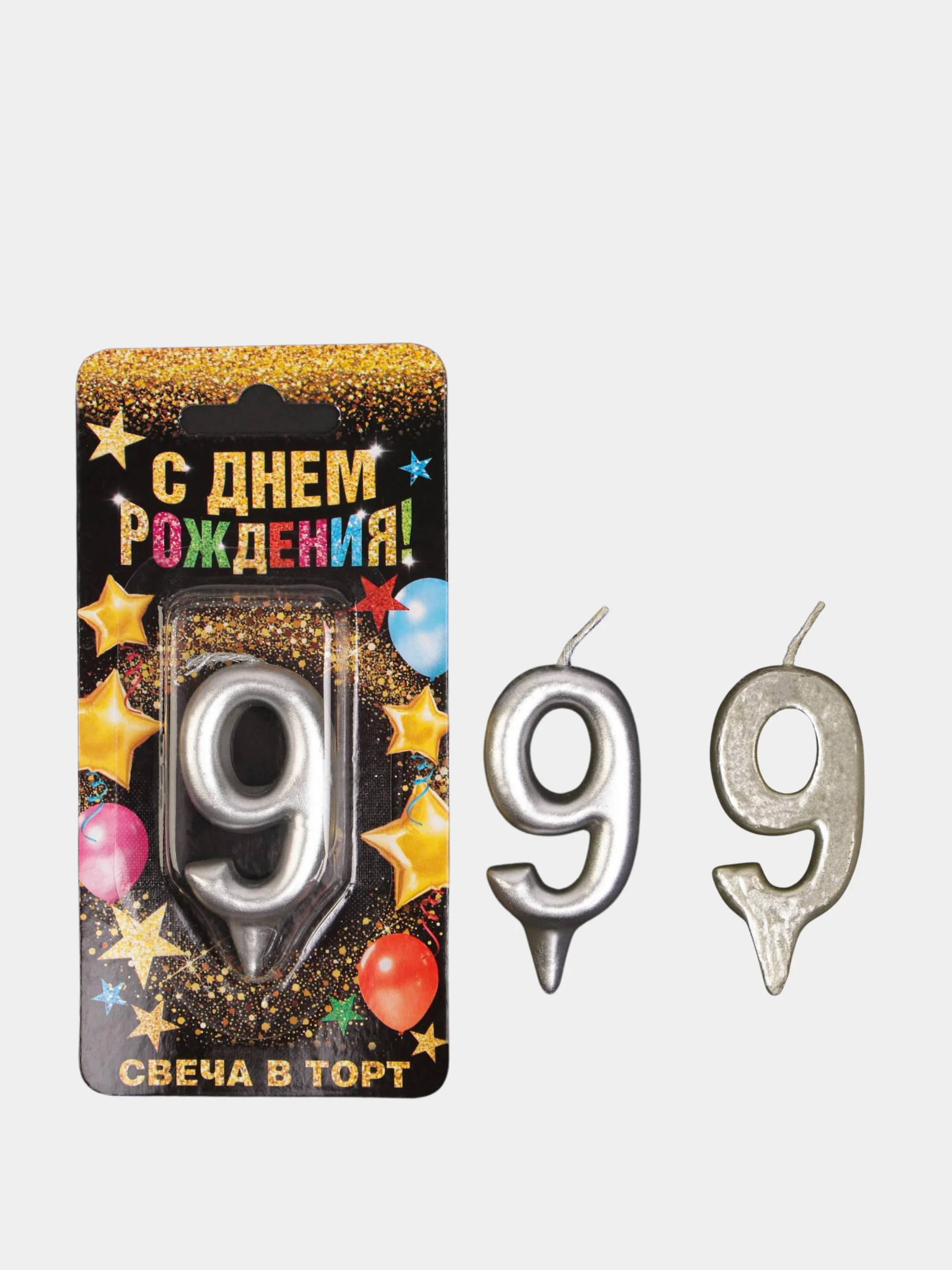 Серебряный свеча в торт "Золотая-серебряная", цифра: 0, 1, 2, 3, 4, 5, 6, 7, 8, 9, 7 х 6 см