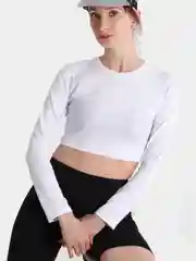 Белый лонгслив укороченный