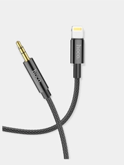Кабель hoco UPA19, AUX 3.5 мм - Lightning, 1 м, в оплетке, черный