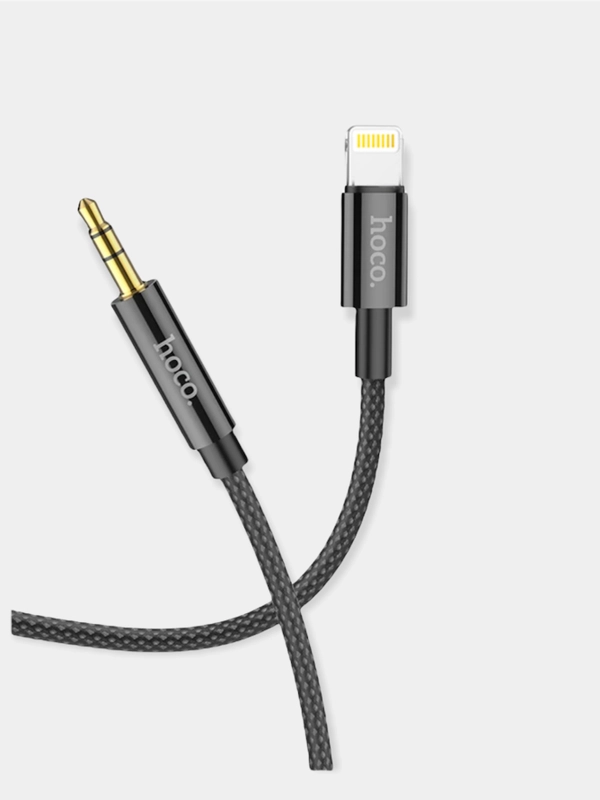 Кабель hoco UPA19, AUX 3.5 мм - Lightning, 1 м, в оплетке, черный