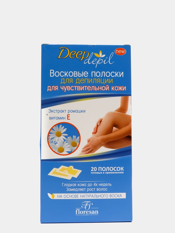 Восковые полоски для депиляции чувствительной кожи Floresan, с ромашкой